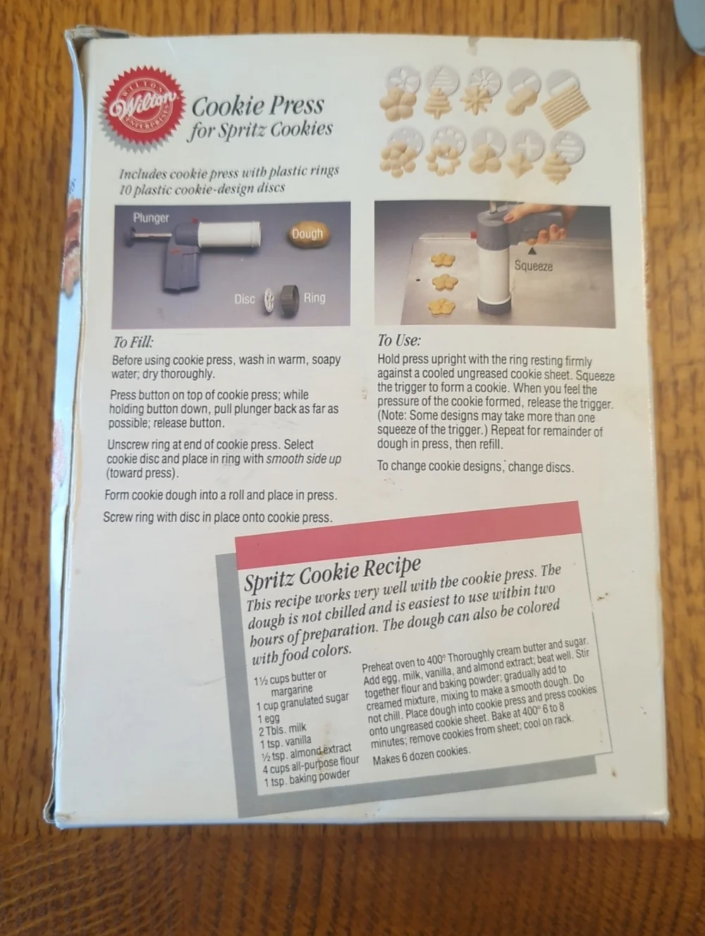 Wilton Cookie Press Gray and White for Spritz Cookies with 10 Discs - Unused
